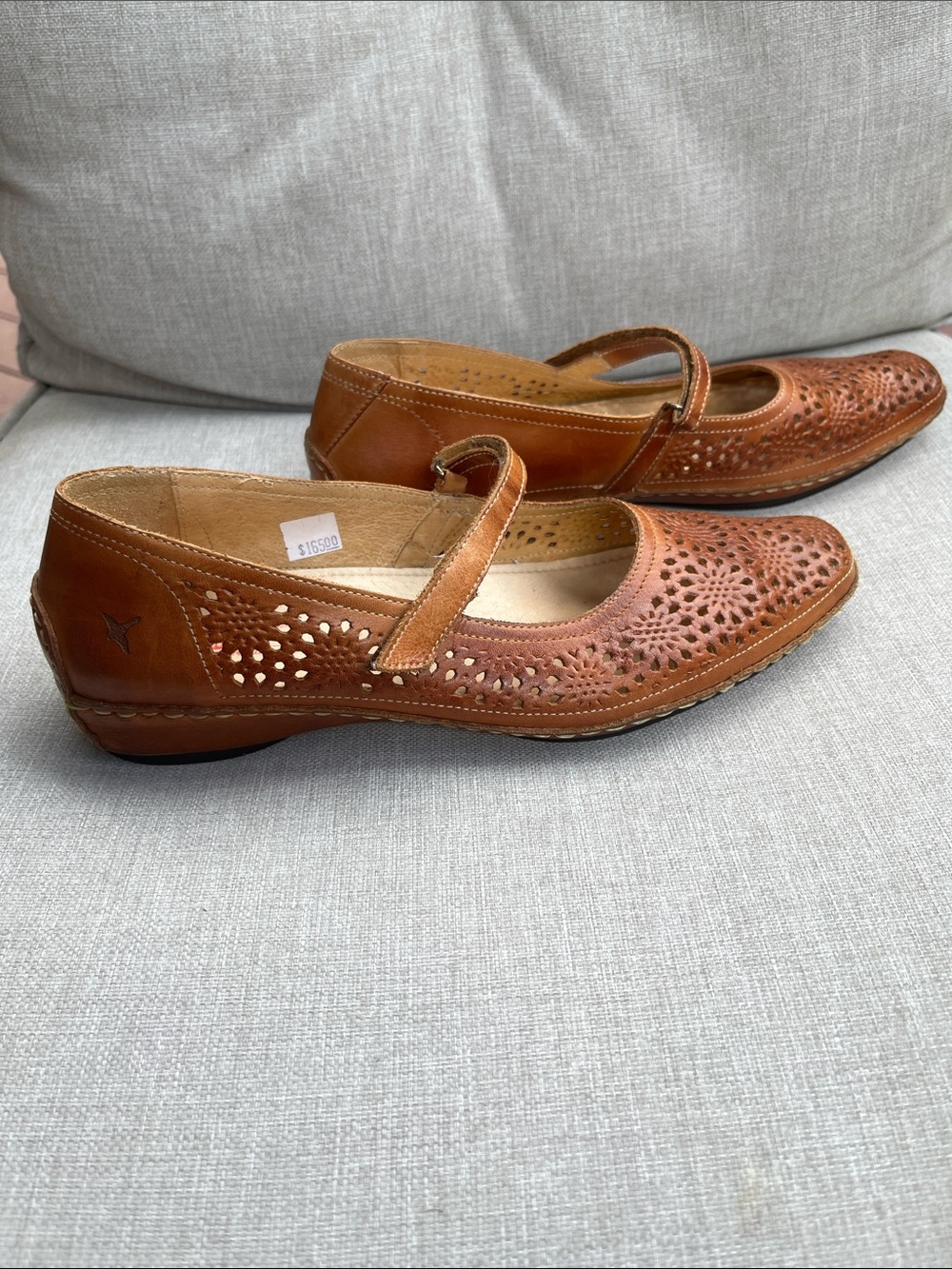 PIKOLINOS Brown Perforated Leather Mary Jane Flats, Size 39/8.5 - Picture 4 of 11